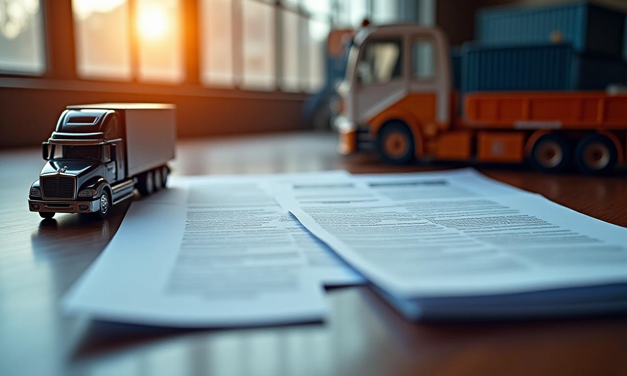 Stacked legal documents and a gavil representing trucking law