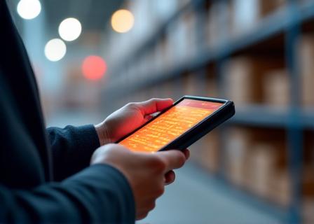 Logistics professional using hand-held scanner